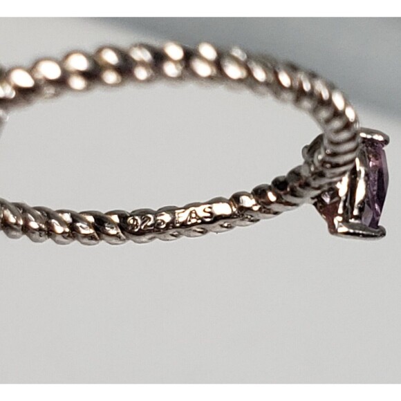 Amethyst Teardrop Faceted Sterling Silver 925 Signed FAS Ring Size 7 - Picture 9 of 16